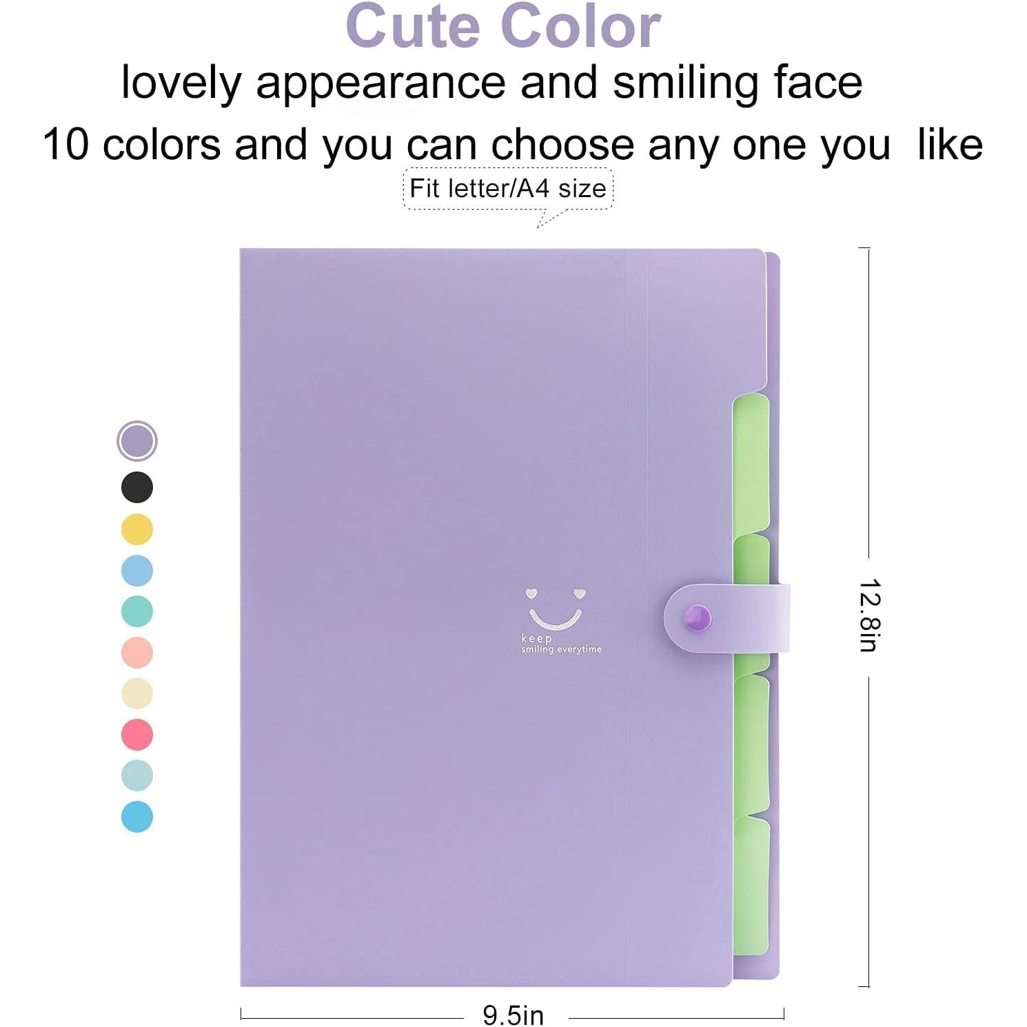 Corslet Accordion File Organizer, Letter Size A4 Document Folder 5 Pocket Expanding Cute File Folder Portable File Organizer For School Office Supplies, File Folders For Documents