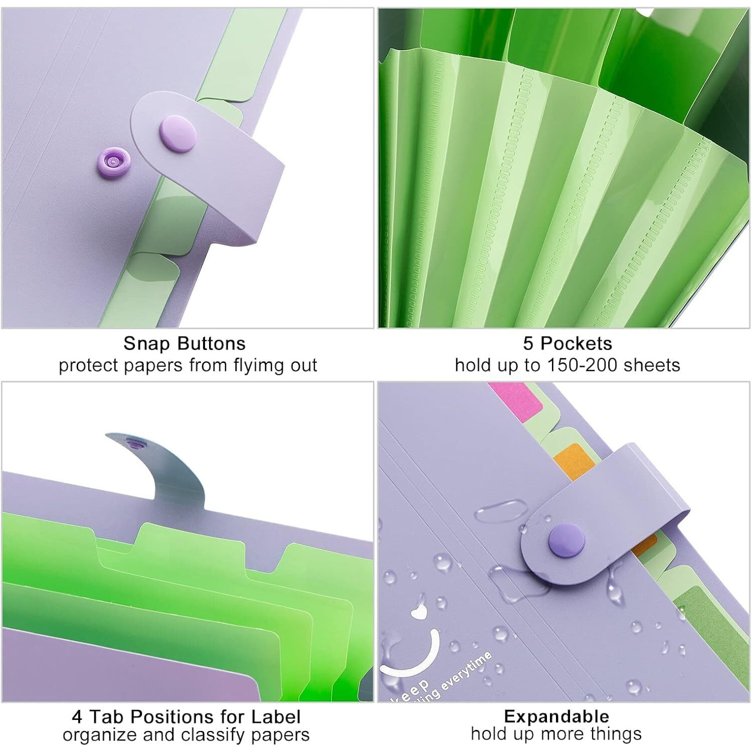 Corslet Accordion File Organizer, Letter Size A4 Document Folder 5 Pocket Expanding Cute File Folder Portable File Organizer For School Office Supplies, File Folders For Documents