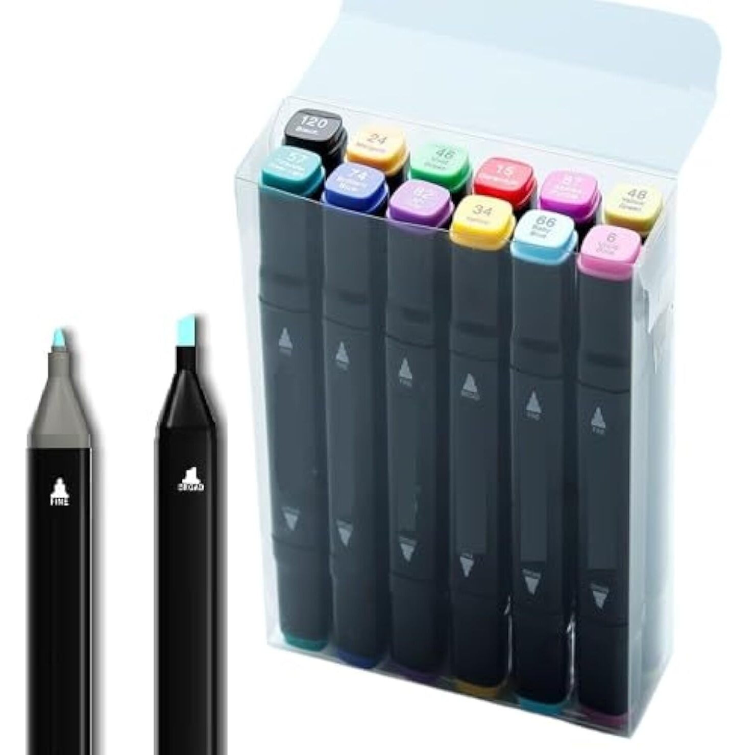 Corslet Alcohol Markers For Drawing Dual Tip Art Markers 12 Colours Sketch Pen For Painting Sketching Calligraphy Odorless&Non Toxic Twin Head Permanent Colouring Markers For Kids Adult Beginners