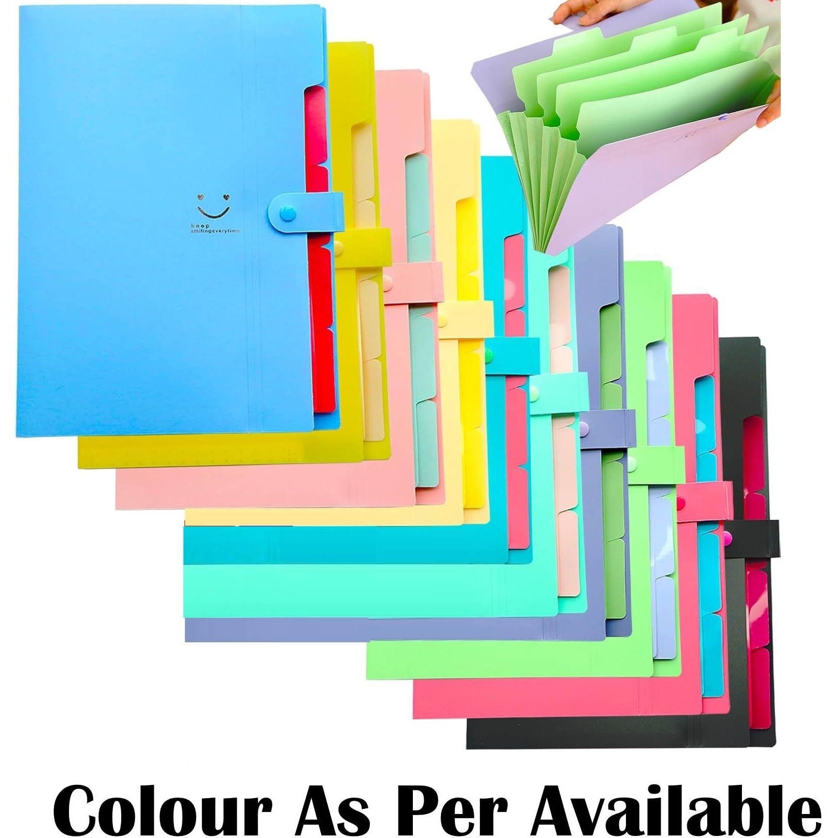 Corslet Cute File Folders For Documents | Document Folder | 5 Pocket Expanding File Folder File Organiser For Documents Accordion File Organizer, Letter Size, School Office Supplies