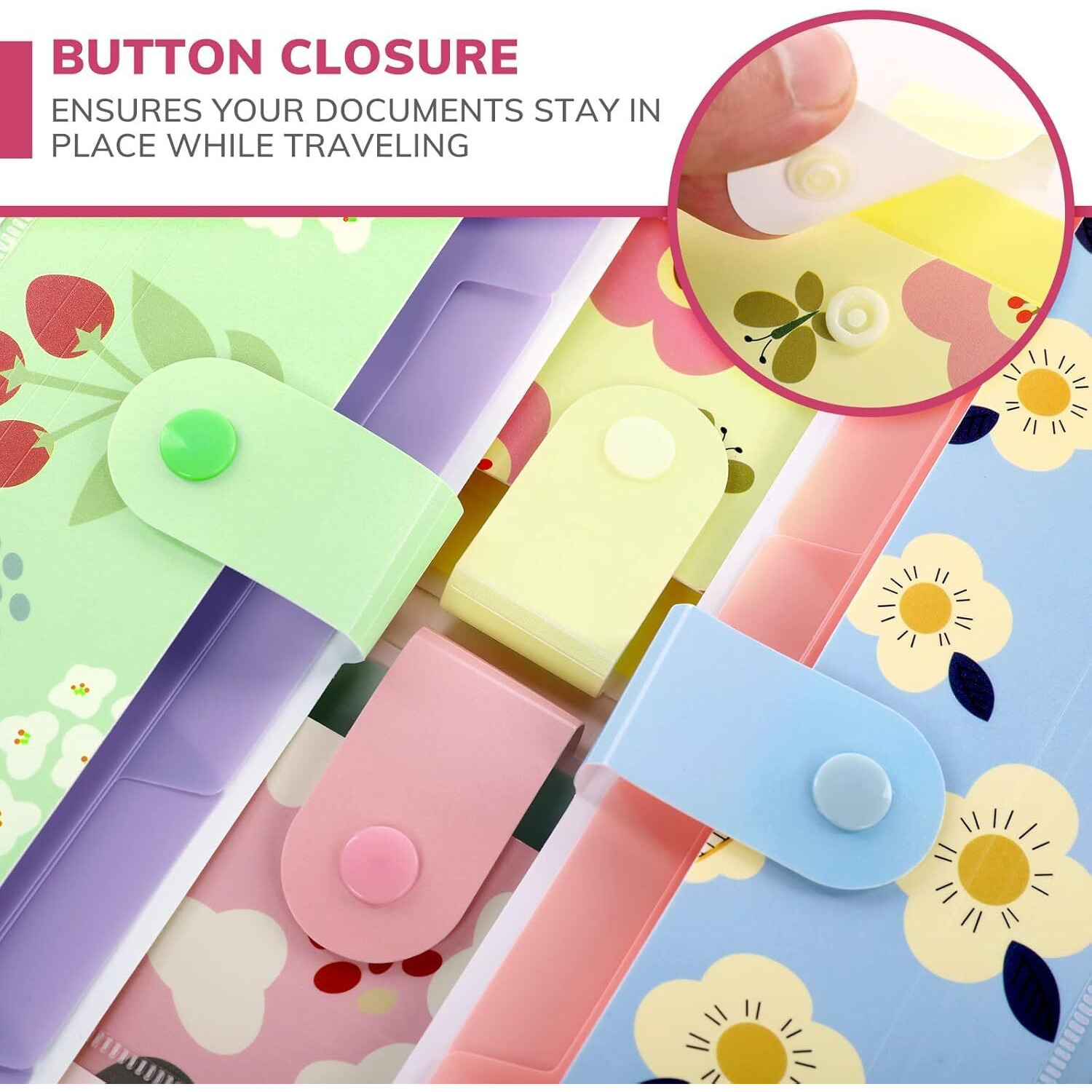 Corslet Floral File Folder Organizer, A4, Green, 6 Pockets, Expanding, Holds Up To 170 Sheets