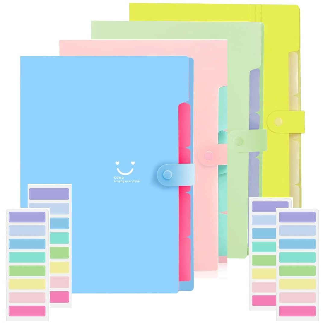 Corslet File Folders For Documents A4 Letter Size, Pack Of 4 Certificate File Organiser Document Organizer Bag Expanding File Folder Portable File Organizer For School Office Supplies Document Folder