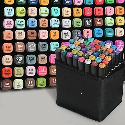 Corslet 73-Piece Art Set  Includes 48 Dual Tip Alcohol Markers, 24 Dual Tip Marker Pens, And 1 Bleedproof Marker Pad (200Gsm)  Ideal For Drawing, Sketching And Calligraphy  Suitable For All Ages