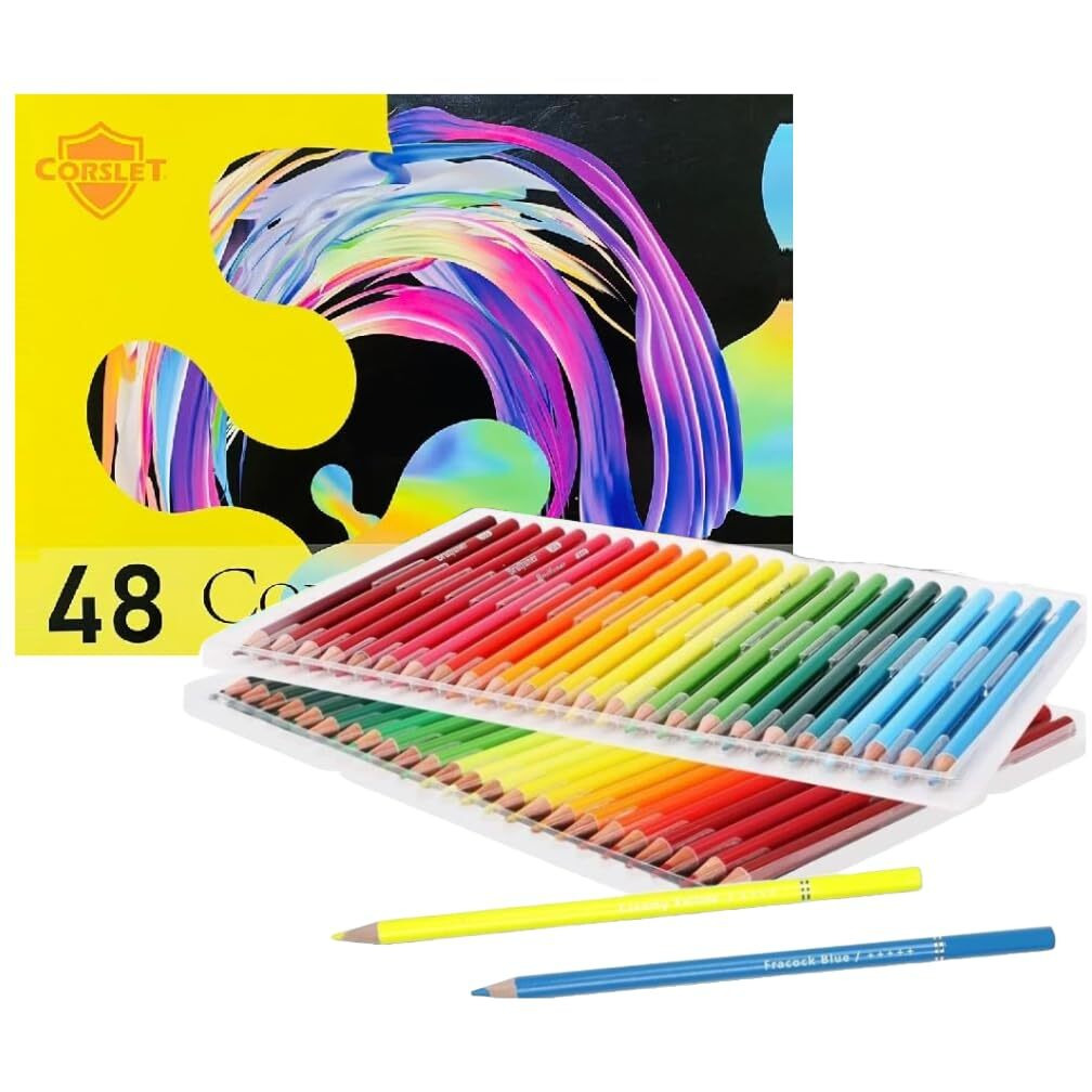 Corslet 48 Pcs Oil Colour Pencil Set Art Supplies Artist Colour Set Sketch Kit Drawing Colouring Set For Students Adults Artists Drawing Sketching Multi Coloured Pencil (Colour Pencils 48 Shades)