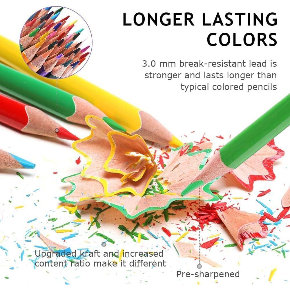 Corslet 48 Pcs Oil Colour Pencil Set Art Supplies Artist Colour Set Sketch Kit Drawing Colouring Set For Students Adults Artists Drawing Sketching Multi Coloured Pencil (Colour Pencils 48 Shades)