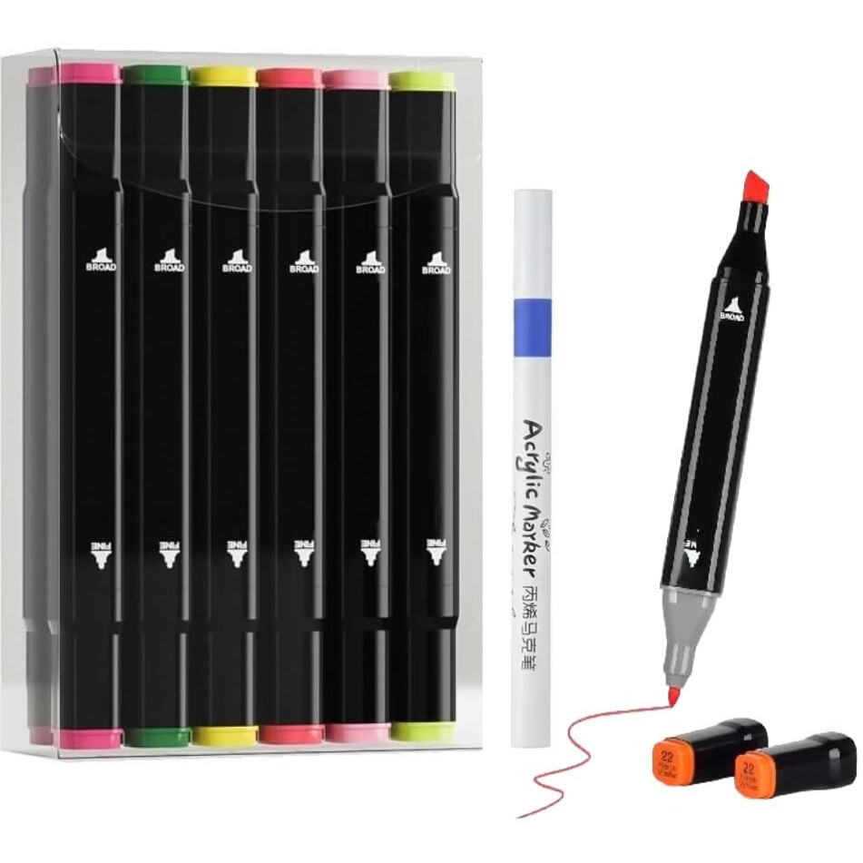 Corslet 13 Pcs Marker Colour Set 12 Pc Dual Tip Alcohol Markers Set With Random 1 Pc Acrylic Marker Stationary Set Sketch Pen Set For Kids Alcoholic Markers Set For Calligraphy Drawing & Sketching
