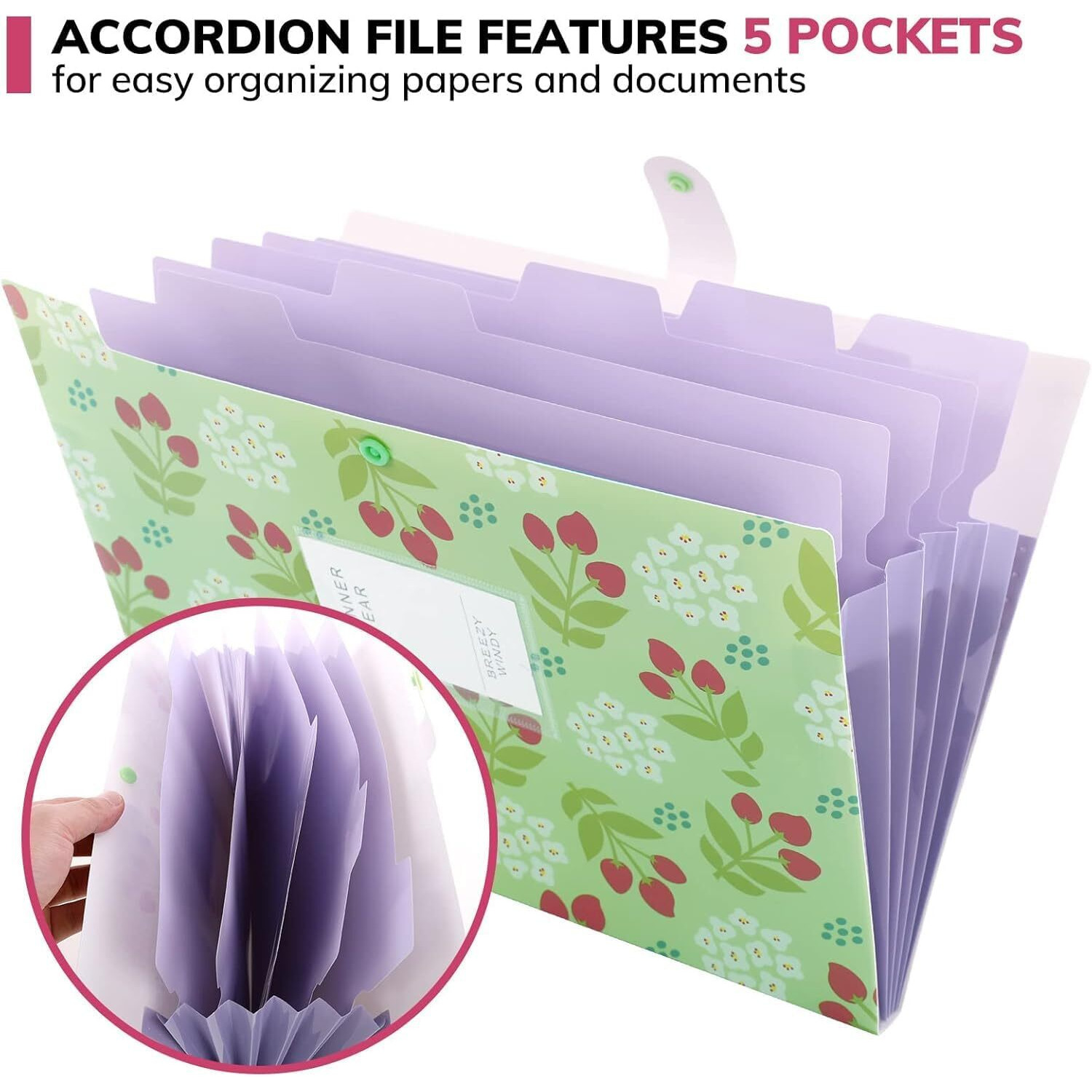 Corslet Expanding File Holder For Documents, A4 File Organiser, Document File Folder Organizer, Floral Printed Folders For Paperwork Pack Of 2
