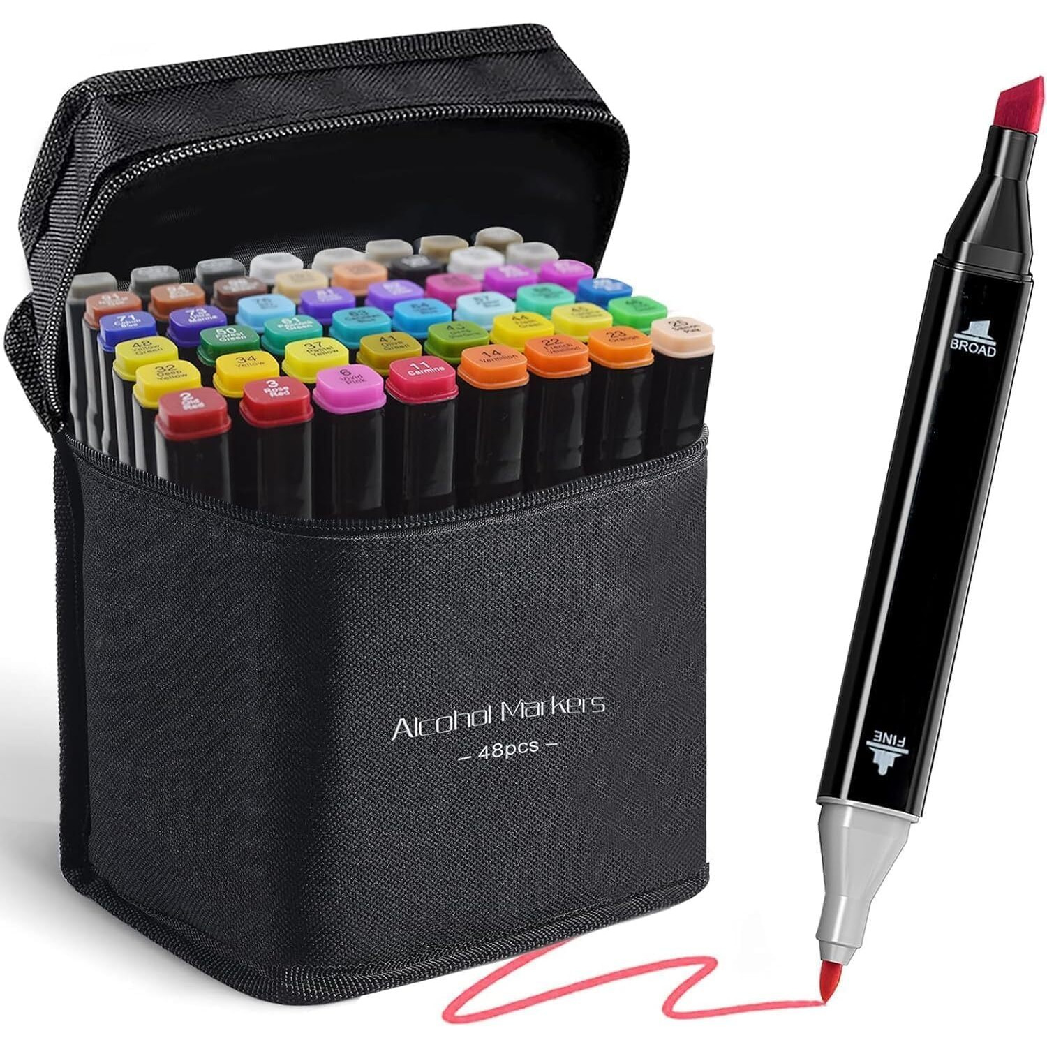 Corslet 72-Piece Art Set  Includes 48 Dual Tip Alcohol Markers And 24 Dual Tip Brush Pens  Ideal For Drawing, Sketching, Coloring, And Art Projects  Non-Toxic And Suitable For All Ages