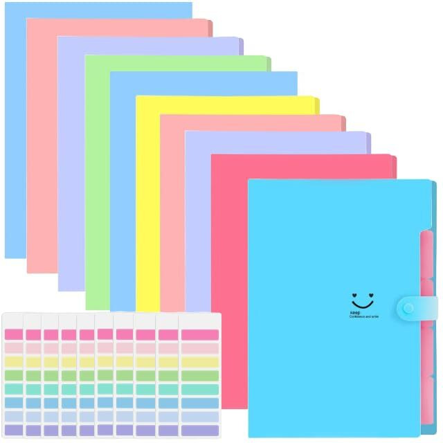 Corslet Pack Of 10 Expanding File Folder File Holder For Documents With 5 Pockets Organizer Plastic A4 Size File Organizer For Personal Use Multi-Project Organization For School Teacher And Office