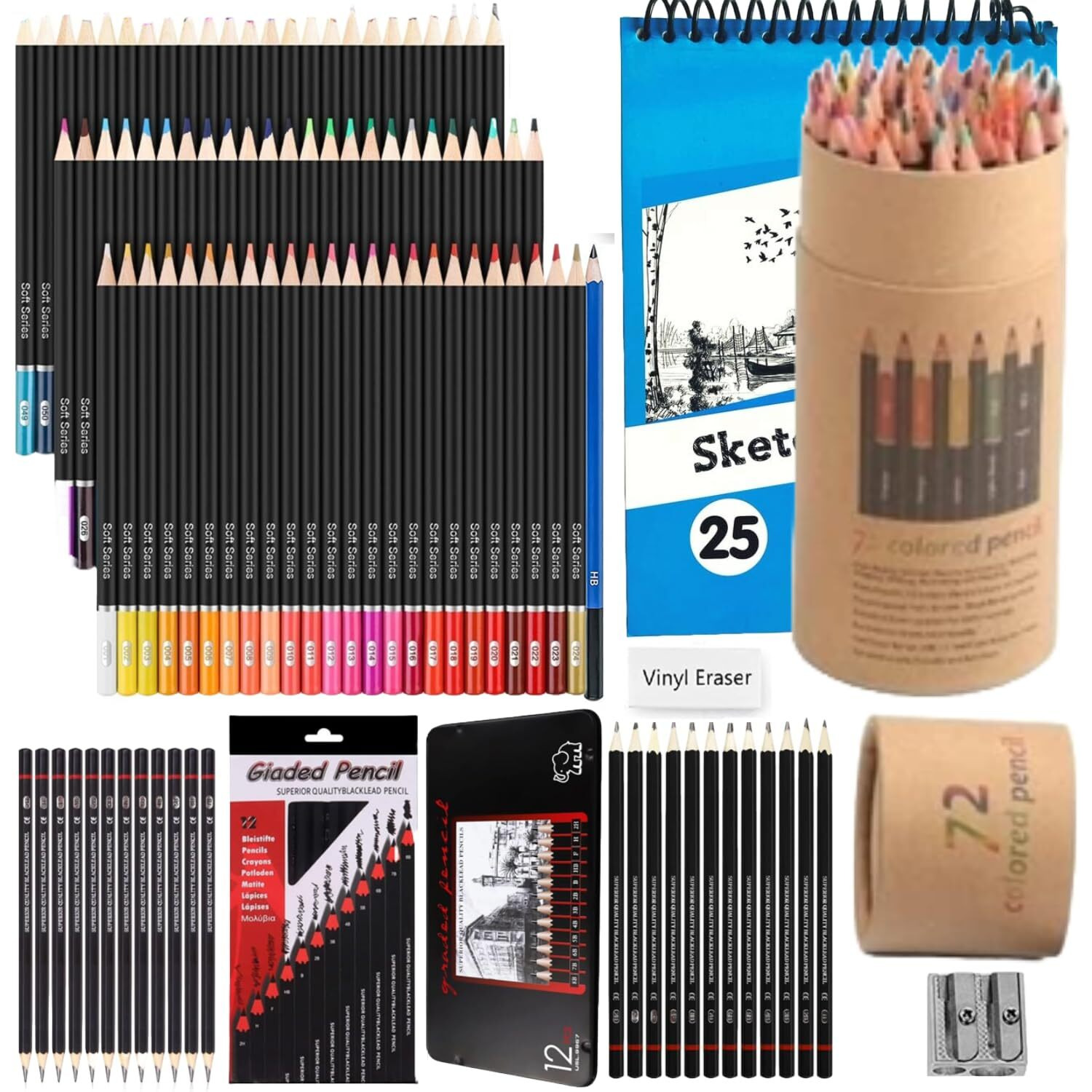 Corslet 48 Pcs Oil Colour Pencil Set Art Supplies Artist Colour Set Sketch Kit Drawing Colouring Set For Students Adults Artists Drawing Sketching Multi Coloured Pencil (Set Of 97 Pcs)