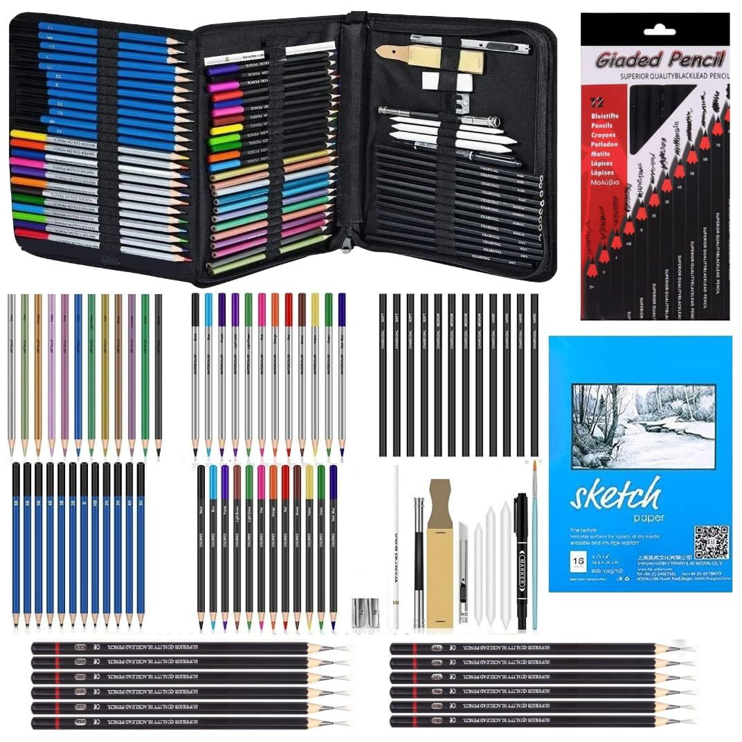 Corslet 48 Pcs Oil Colour Pencil Set Art Supplies Artist Colour Set Sketch Kit Drawing Colouring Set For Students Adults Artists Drawing Sketching Multi Coloured Pencil (Pencil Colour Set Of 83 Pcs)