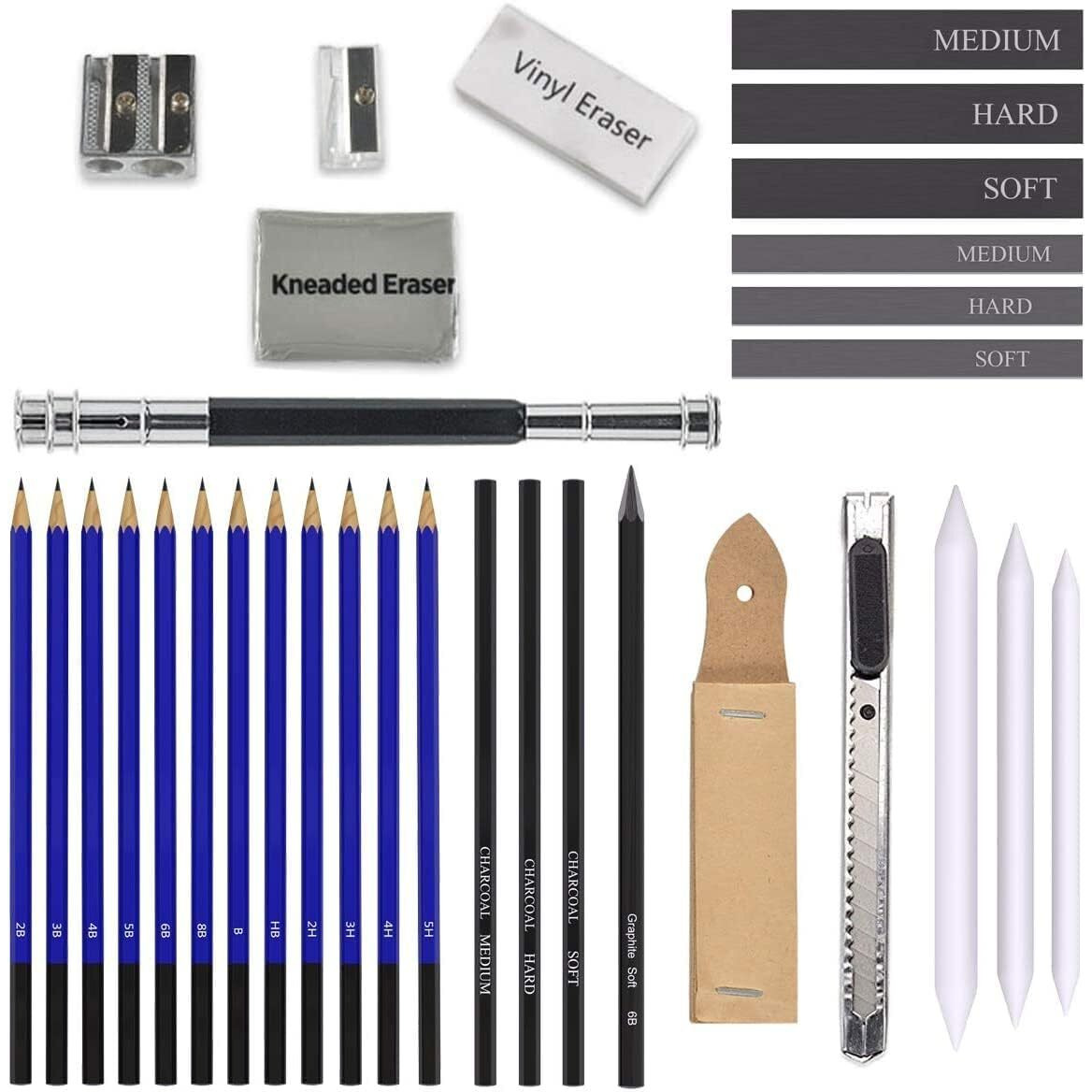 Corslet Drawing Kit 47 Pcs 35 Pcs Drawing Pencils Set And 12 Pcs Sketch Pencil Set Art Supplies Sketching Set Artist Kit For Sketching Shading And Blending Charcoal Graphite Shading Pencils Set