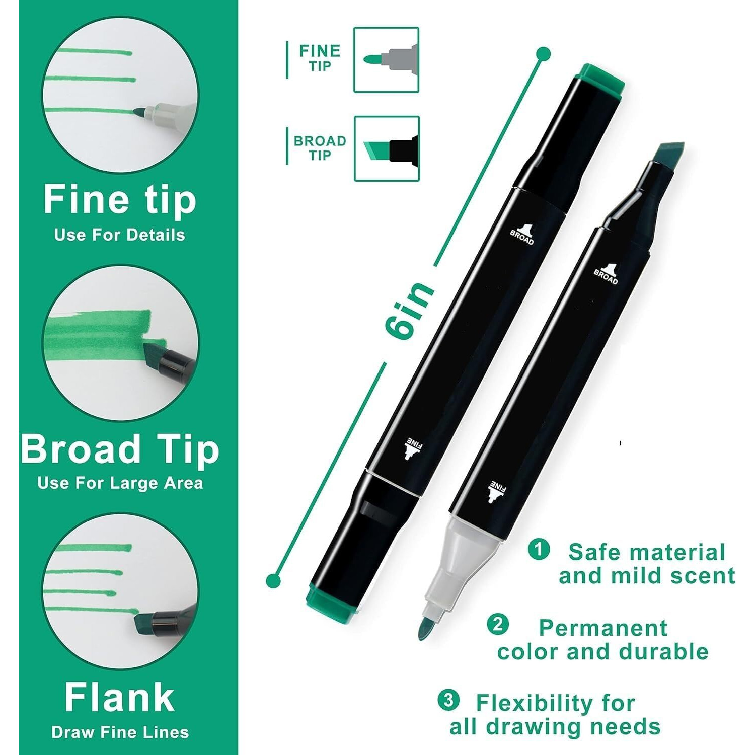 Corslet Set Of 37 Pcs Stationery Items - 30Pc Dual Tip Alcohol Markers Pens Set & 6 Pc Highlighter Pen Set Brush Pen Sketch Pens For Painting Sketching Calligraphy Drawing Marker Pen With Marker Pad