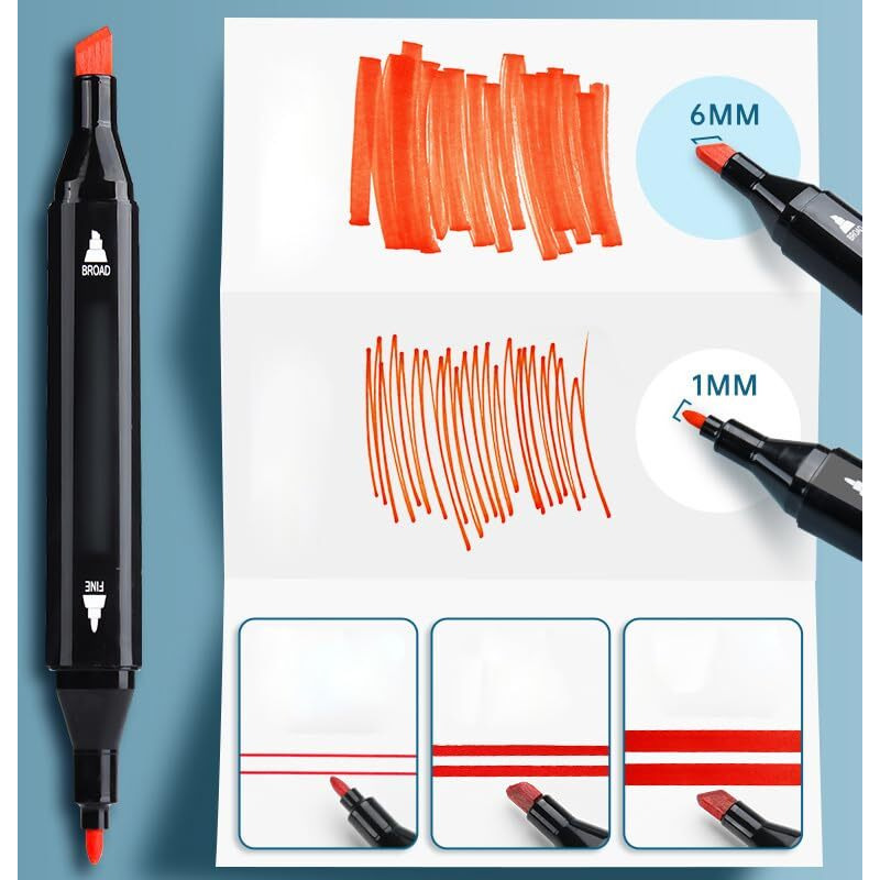 Corslet 120 Dual Tip Art Markers Set With Carrying Case | Twin Head Permanent Sketch Pens For Kids & Adults | Multicolor Markers For Drawing, Painting, Calligraphy & Craft