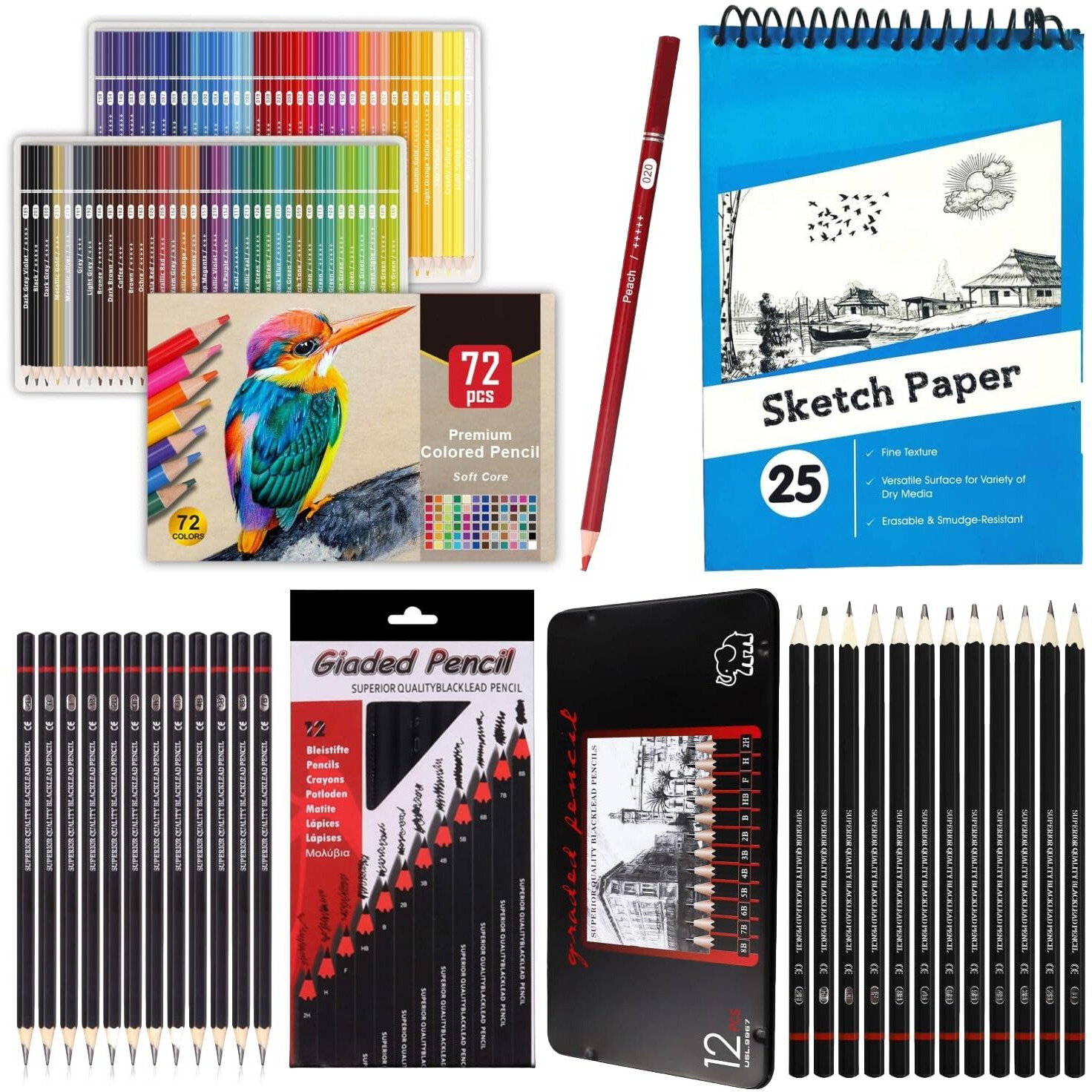 Corslet 48 Pcs Oil Colour Pencil Set Art Supplies Artist Colour Set Sketch Kit Drawing Colouring Set For Students Adults Artists Drawing Sketching Multi Coloured Pencil (Set Of 97 Pcs)