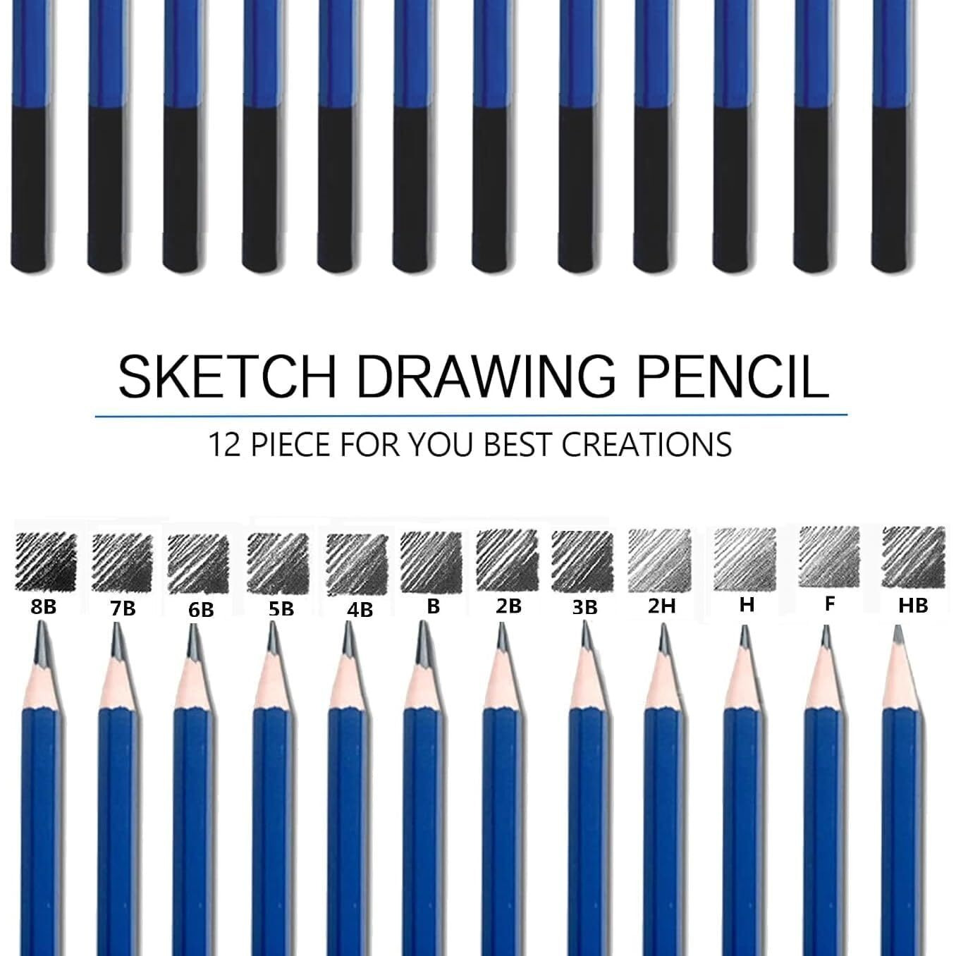 Corslet Professional Drawing Kit & Graphite Sketch Pencil Set For Artists (12-Pcs)| Graphite Pencil Set For Beginners And Professional