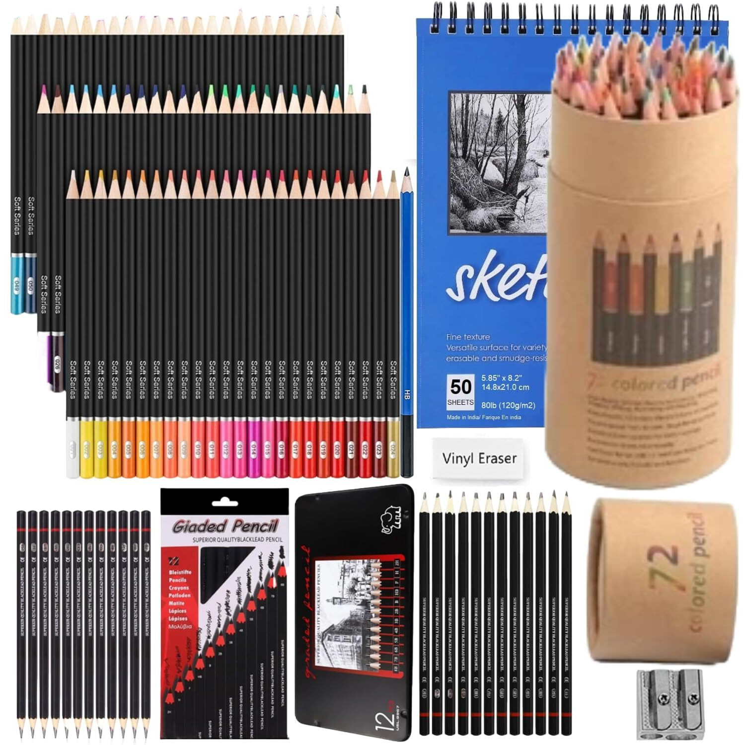 Corslet 48 Pcs Oil Colour Pencil Set Art Supplies Artist Colour Set Sketch Kit Drawing Colouring Set For Students Adults Artists Drawing Sketching Multi Coloured Pencil (Pencil Colour Set Of 97 Pcs)