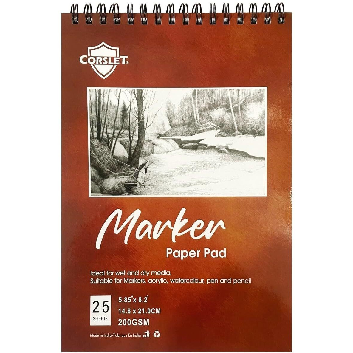 Corslet 43 Pcs Stationery Set - 42 Dual Tip Broad & Fine Alcohol Markers, 30Pc & 12Pc Colour Marker Sketching Pens For Painting, Drawing, Calligraphy, Includes Marker Pad - Art Supplies