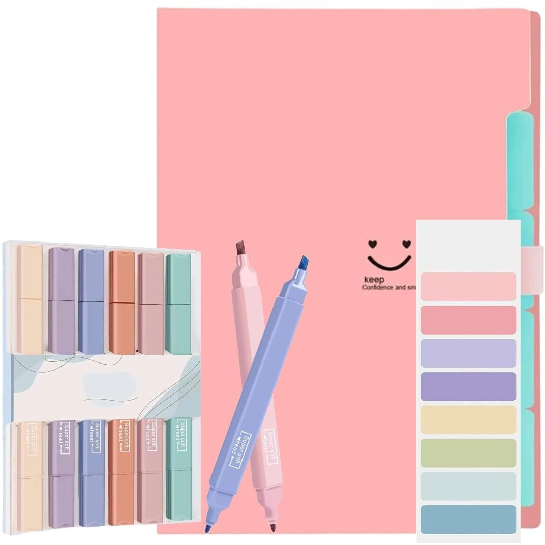 Corslet Folders For Documents A4 Size Certificate File Holder For Documents 1 Pc Files & Folders Document Organizer File With Highlighter Marker 6 Pc Highlighter Pen Pastel Highlighter Set (Set Of 2)