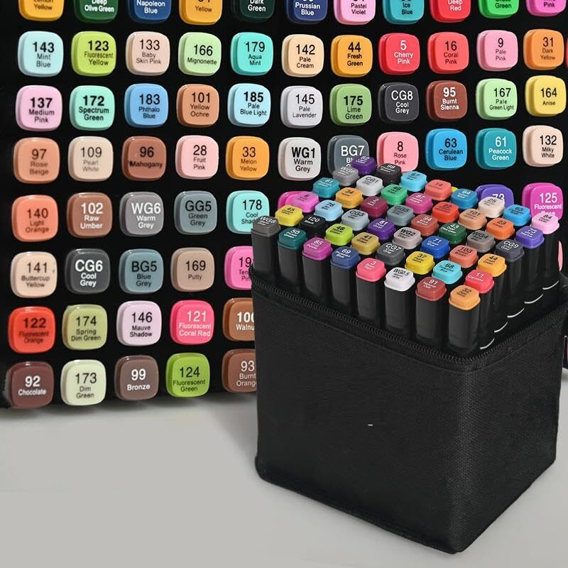 Corslet 61-Piece Art Set  Includes 48 Dual Tip Alcohol Markers, 12 Acrylic Markers, And 1 Bleedproof Marker Pad (200Gsm, 50 Pages)  Ideal For Drawing, Painting, Sketching, And Calligraphy