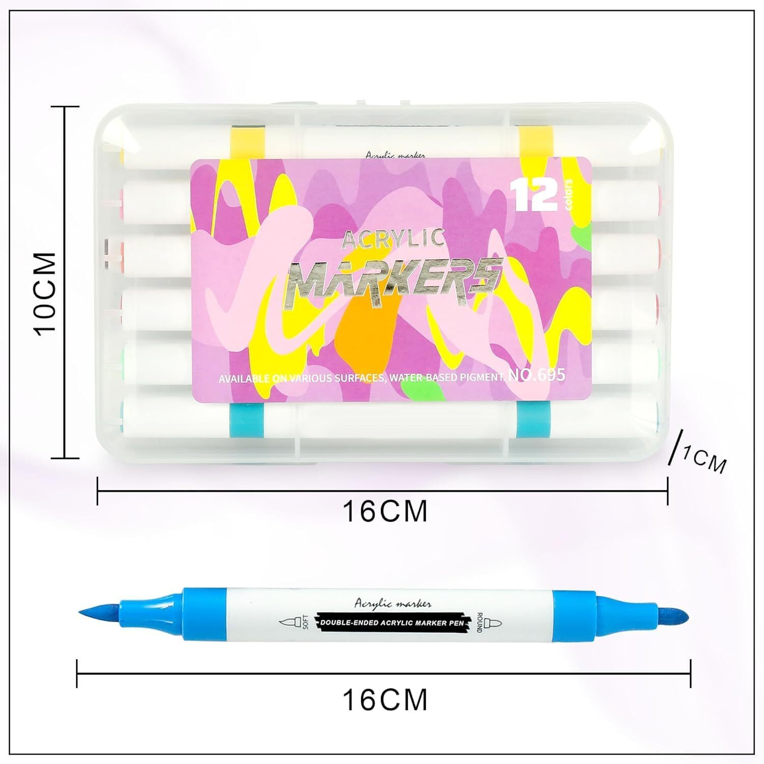 Corslet Dual Tip Acrylic Paint Markers Set 12 Pastel Colors Acrylic Paint Pens | Acrylic Pens For Painting Rectangular Highlighter Pens For Artists Journals Diy Crafts Calligraphy Markers Set