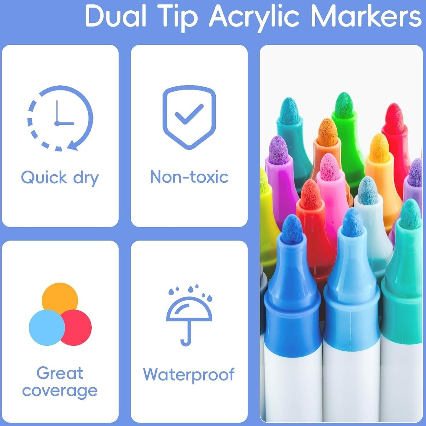 Corslet Dual Tip Acrylic Paint Markers Set 12 Pastel Colors Acrylic Paint Pens | Acrylic Pens For Painting Rectangular Highlighter Pens For Artists Journals Diy Crafts Calligraphy Markers Set