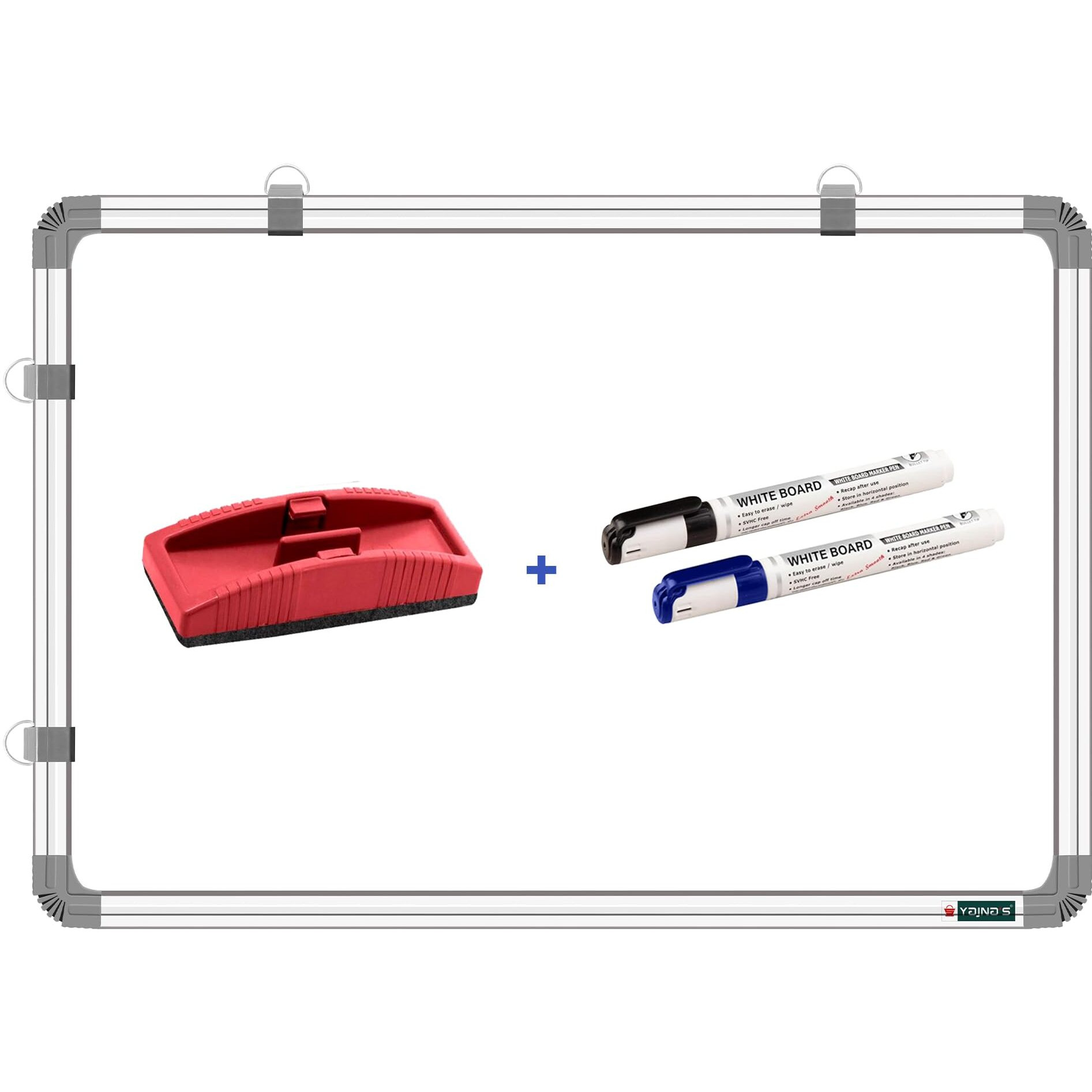 Yajnas 2X3 Feet Double-Sided Whiteboard & Chalkboard For Kids  Includes 2 Whiteboard Markers + 1 Duster (Set Of 4 Items)