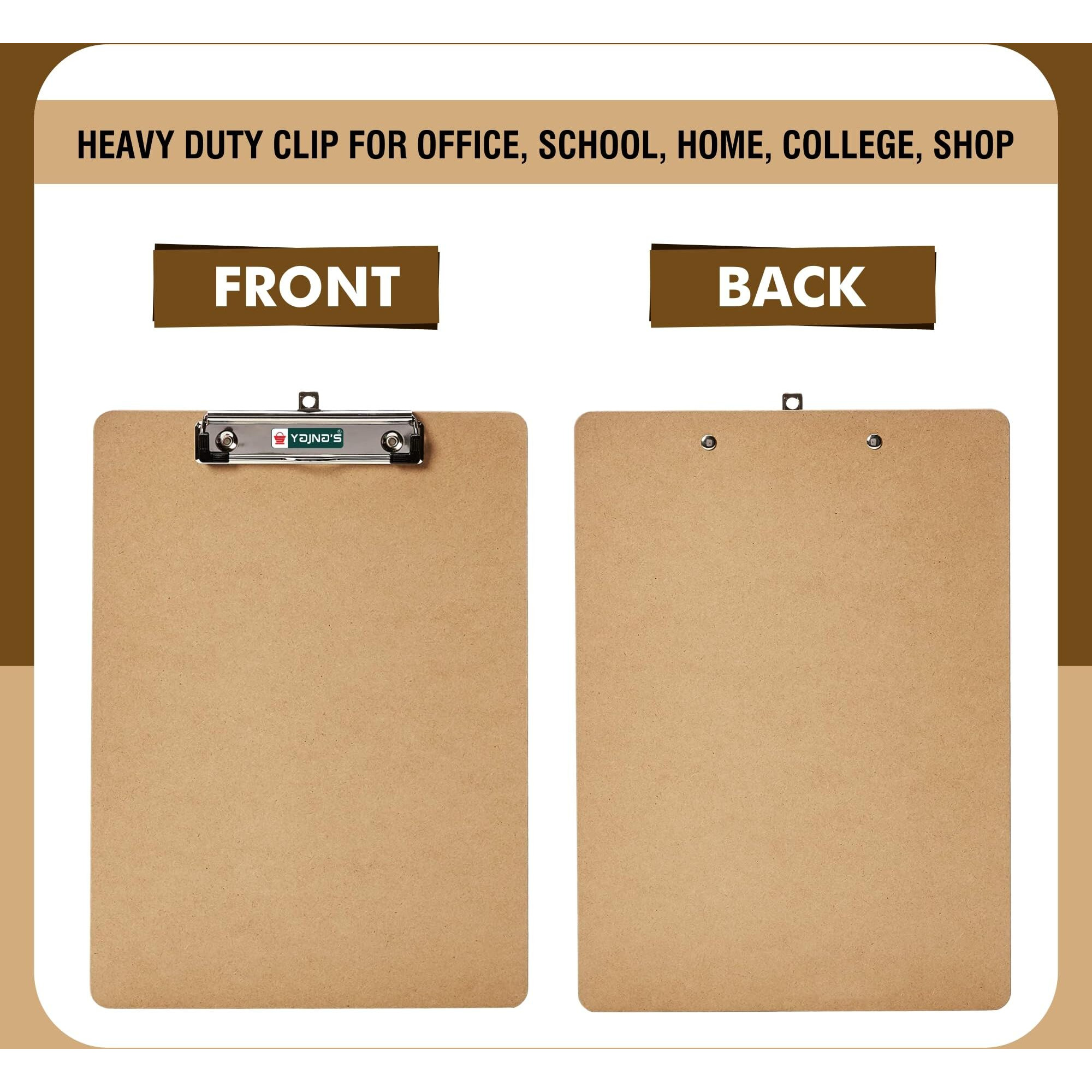 Yajnas Wooden Exam Board Exam Pad Size - 24 Cm X 34.5 Cm Hardboard Wooden Clipboard, Exam Pad For Kids, Girls, Boys, Students And Artists (Brown)