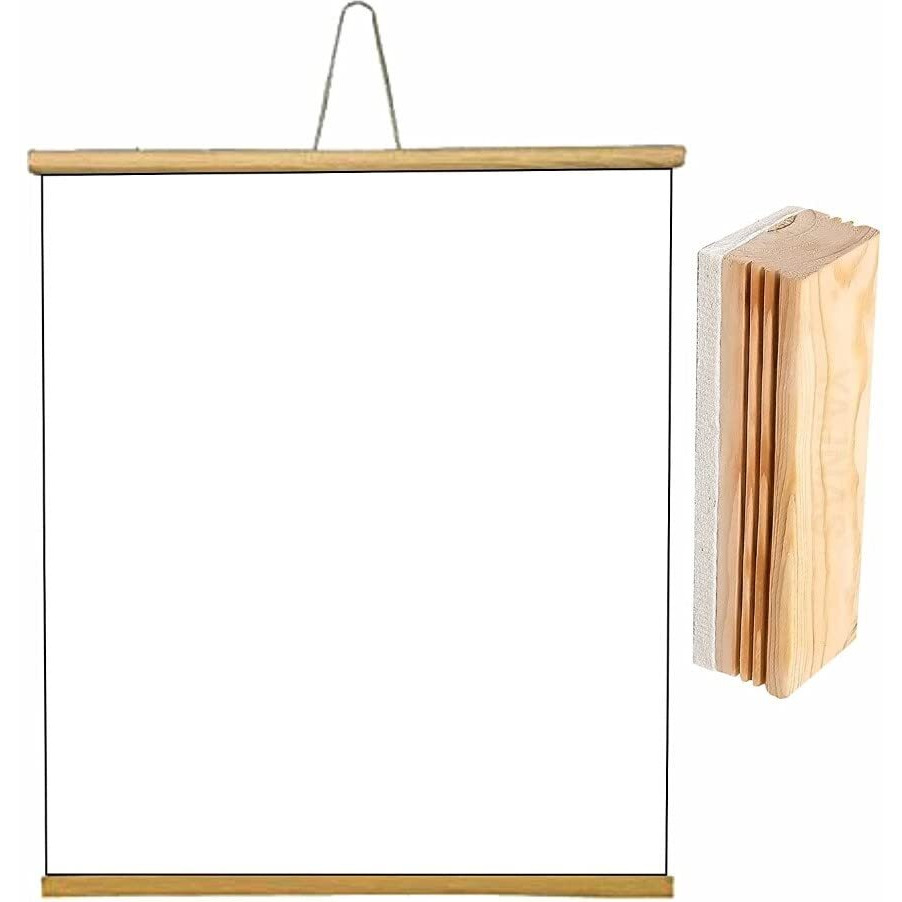 Yajnas Wall Hanging Non-Magnetic 1.5X2 Feet (18X24 Inch) White Roll-Up Board With 1 Premium Wooden Duster