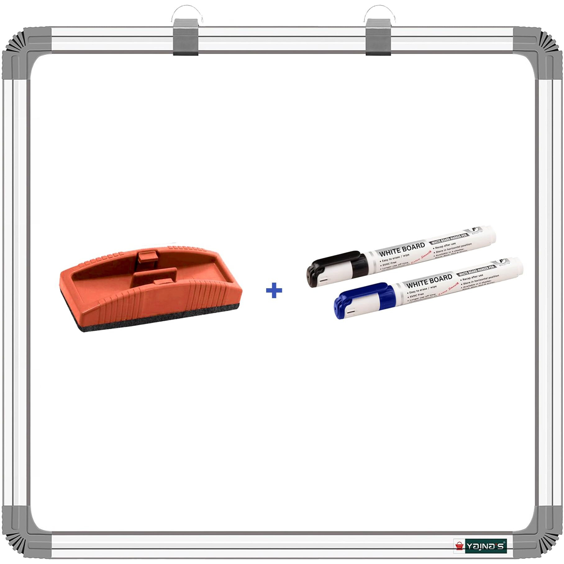Yajnas Premium Material 2X2 Feet Non Magnetic Double Sided White Board And Chalk Board Both Side Writing Boards, One Side White Marker And Reverse Side Chalk Board Surface With Duster & 2Marker