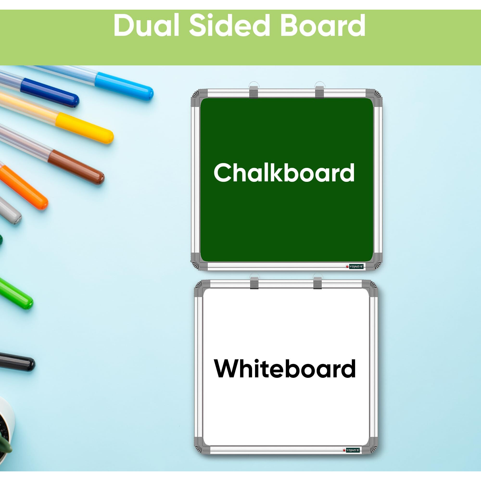 Yajnas Premium Material 2X2 Feet Non Magnetic Double Sided White Board And Chalk Board Both Side Writing Boards, One Side White Marker And Reverse Side Chalk Board Surface With Duster & 2Marker
