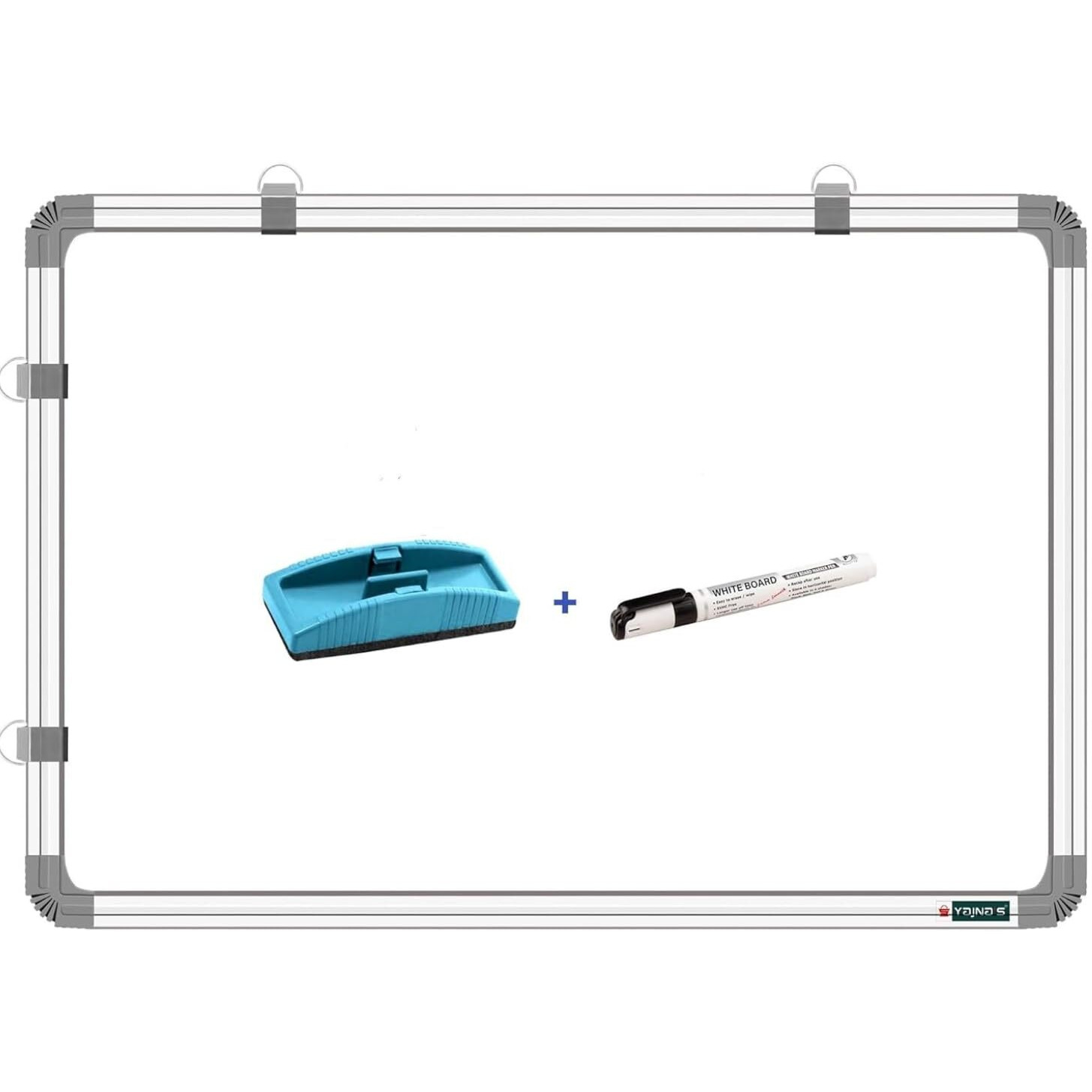 Yajnas 16X23 Inch Non Magnetic Double Sided Whiteboard & Chalkboard, Both Side Writing Board Includes 1 Whiteboard Duster And 1 Whiteboard Markers (Pack Of 3) Ideal For Home, Study Room And Office