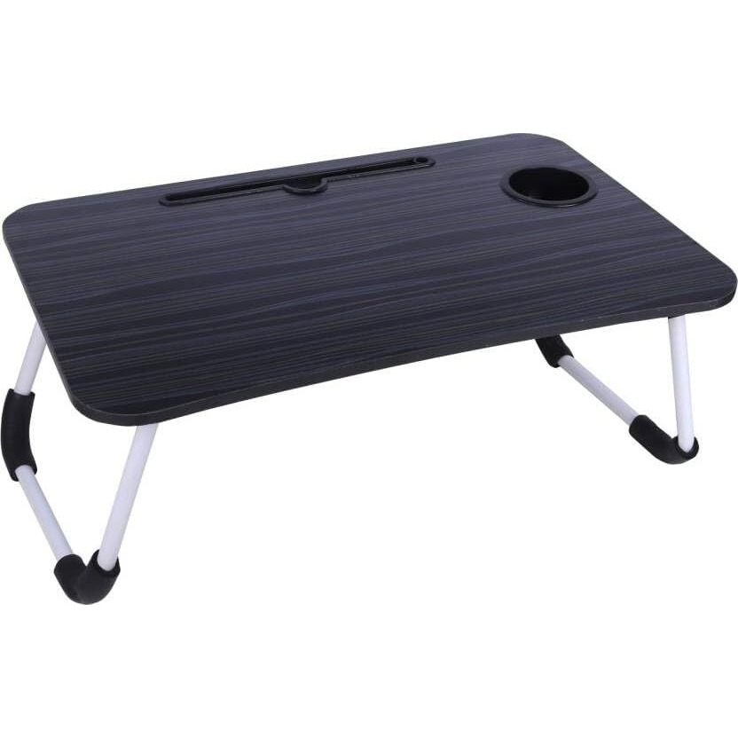 Yajnas Wooden Multipurpose Foldable Laptop Table With Cup & Tab Holder| Table Holder Study Table, Breakfast Table, Foldable And Portable Table| Color - Black, 59 Cm X 380 Mm