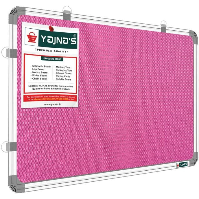 Yajnas 1.5X2 Feet Notice Premium Material Pin-Up Board/Pin-Up Board/Soft Board/Bulletin Board/Pin-Up Display Board For Office, School And Home, (Pink, Pack Of (1.5 X 2 Feet, Pink)