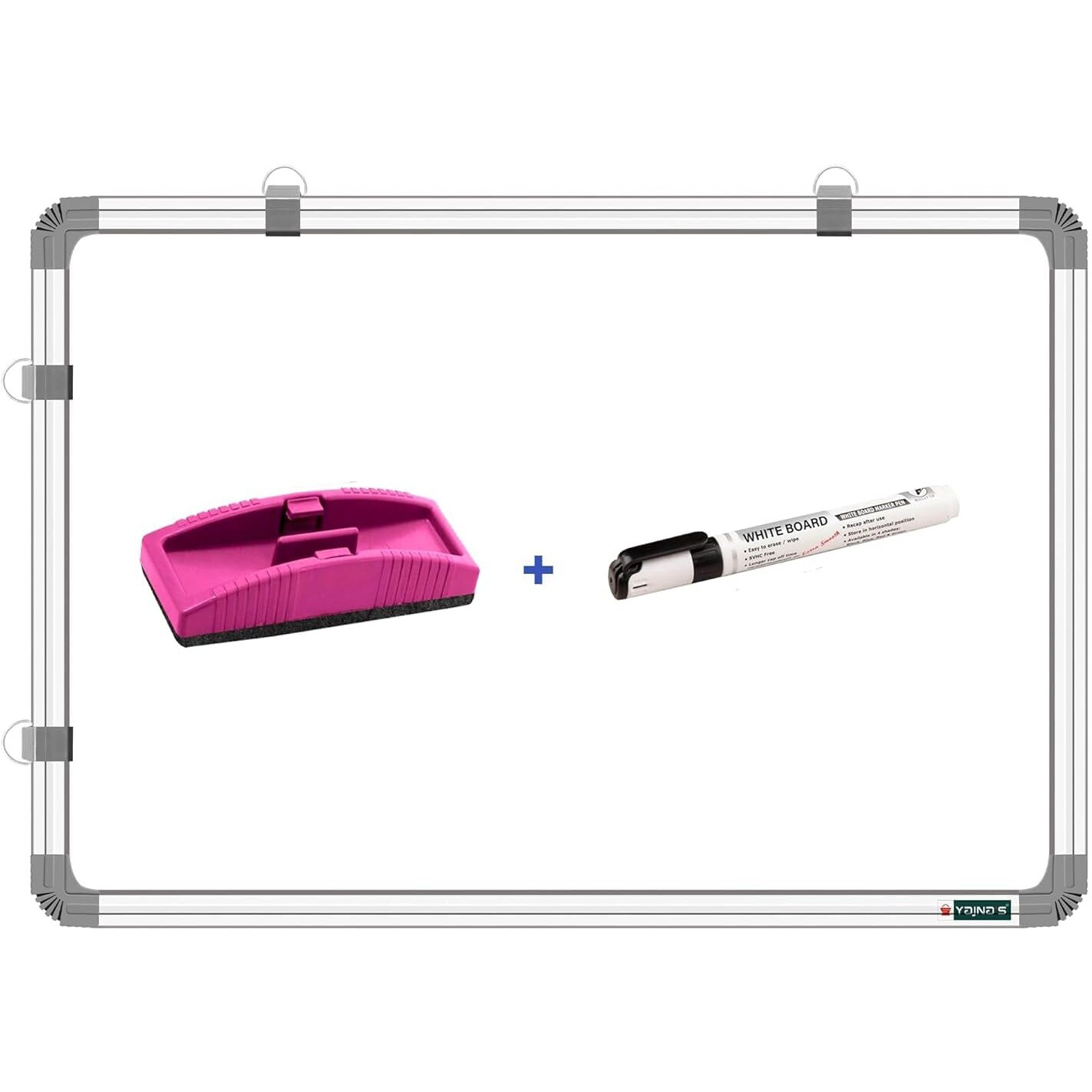 Yajnas Non-Magnetic 2X2 Ft Double Sided Whiteboard & Chalkboard Board With 1 Marker & 1 Duster - Set Of 3 Items