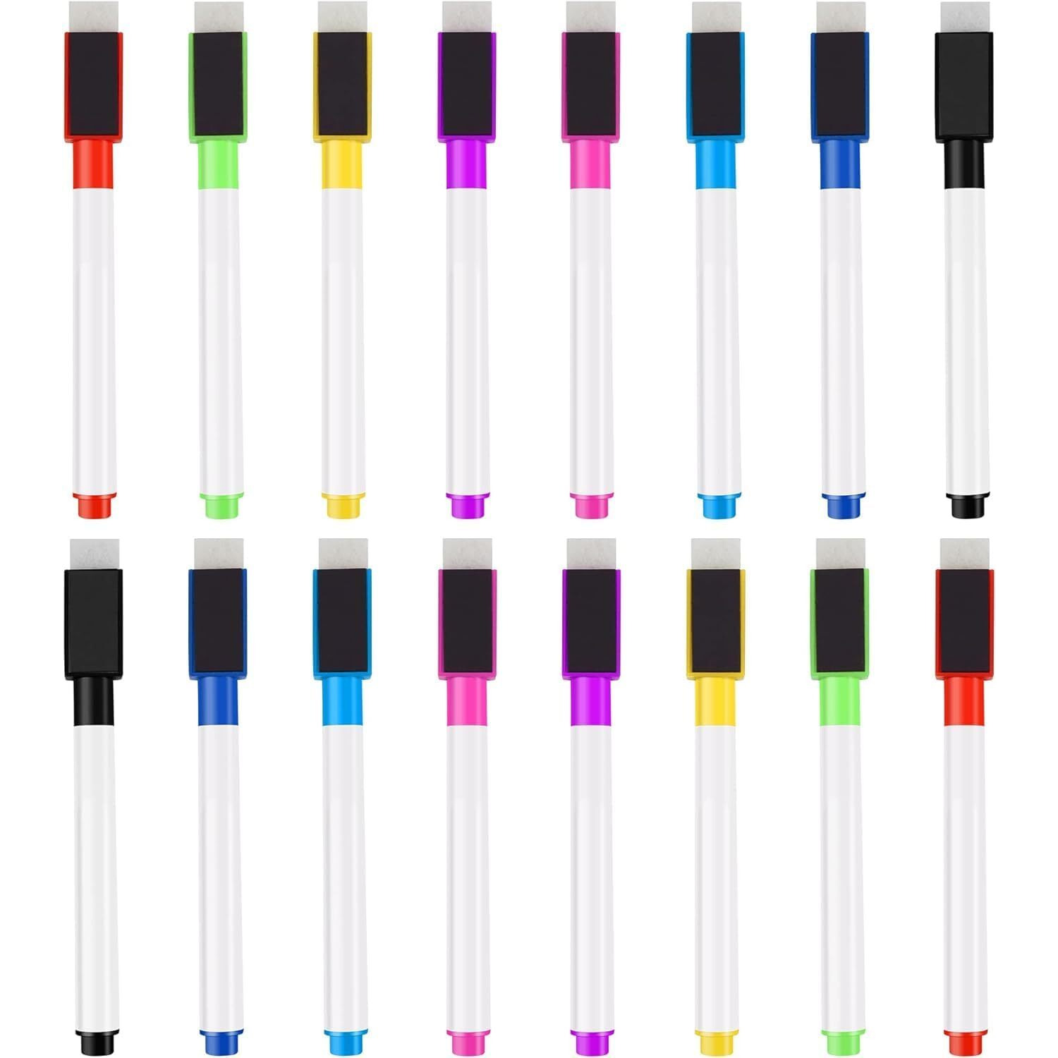 Yajnas 16 Pcs Whiteboard Marker Dry Erase Markers Fine Point Tip, 16 Black Colors White Board Markers, Dry Erase Marker With Eraser Cap, Low Odor Erase Markers For Kids Pen (All Black Color Ink)