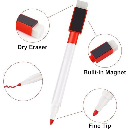 Yajnas 16 Pcs Whiteboard Marker Dry Erase Markers Fine Point Tip, 16 Black Colors White Board Markers, Dry Erase Marker With Eraser Cap, Low Odor Erase Markers For Kids Pen (All Black Color Ink)