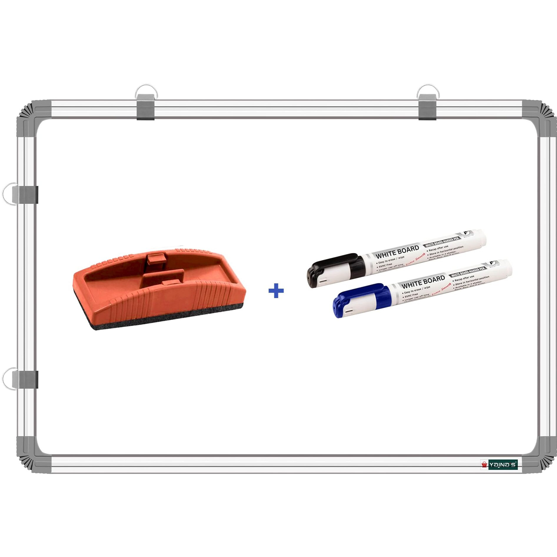 Yajnas Premium Material 1.5X3 Feet Non Magnetic Double Sided White Board And Chalk Board Both Side Writing Board, One Side White Marker And Reverse Side Chalk Board With Duster & 2 Markers