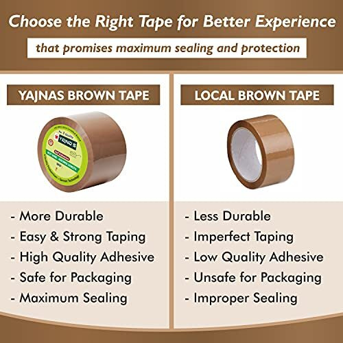 Yajnas 48Mm X 50 Meters, Pack Of 1, Brown Bopp Tape Self Adhesive High-Strength Packing Tape Rolls, Packaging Tape | Cello Tape | E Commerce Packaging Tape For Home, Office Use & Box Packaging