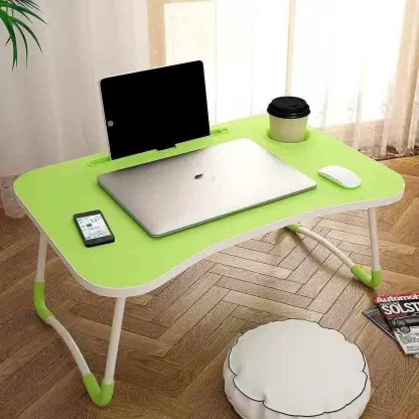 Yajnas Wooden Multipurpose Foldable Laptop Table With Cup & Tab Holder| Table Holder Study Table, Breakfast Table, Foldable And Portable Table| Color - Green