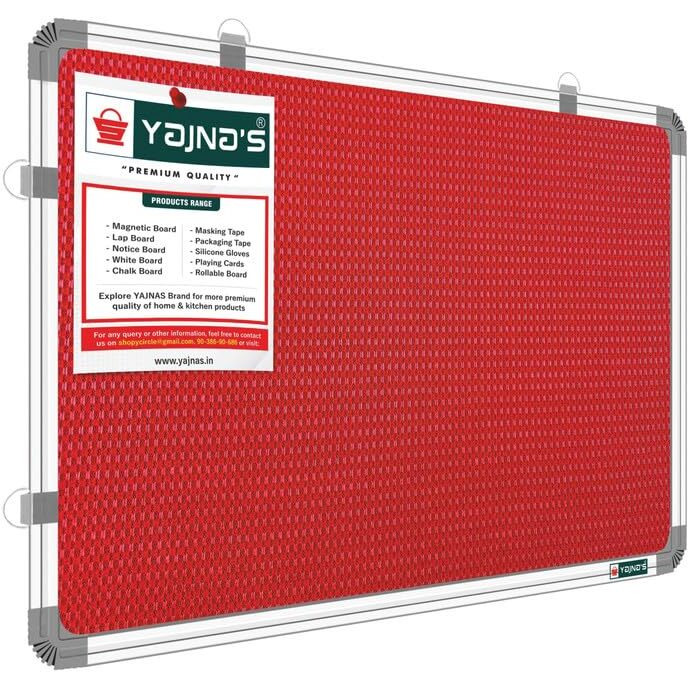 Yajnas Premium Notice Soft Board With Pin Display - 1.5Ft X 2Ft (Red) For Home, Office & School