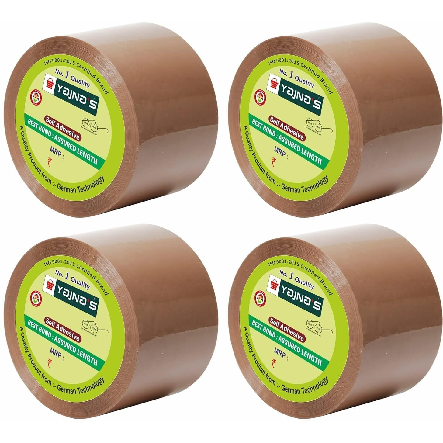 Yajnas 48Mm X 35 Meters, Pack Of 4, Brown Bopp Tape Self Adhesive High-Strength Packing Tape Rolls, Packaging Tape | Brown Cello Tape | E Commerce Packaging Tape For Home, Office Use & Box Packaging