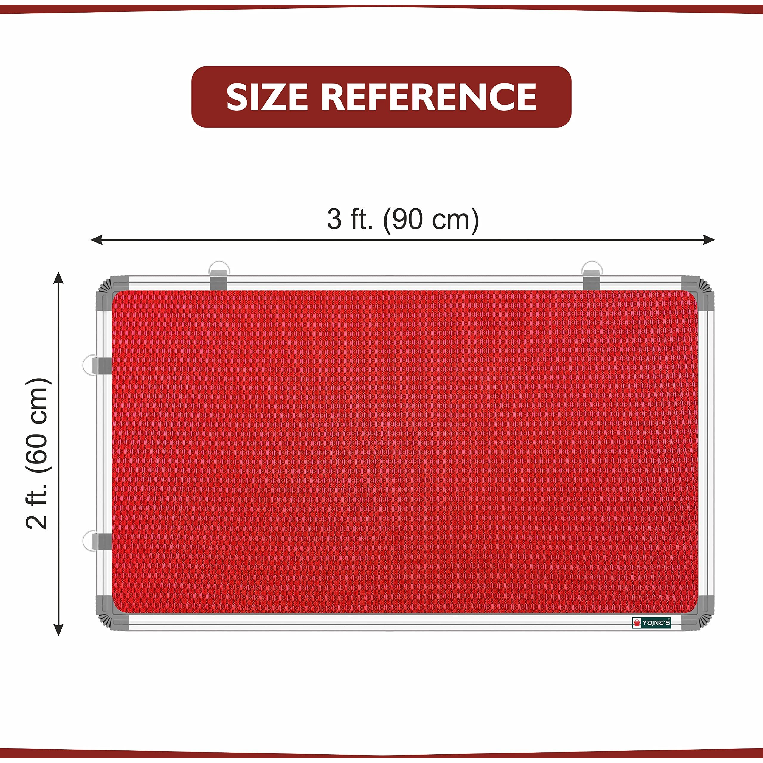 Yajnas 2X3 Feet Premium Material Notice Pin-Up Board/Pin-Up Board/Soft Board/Bulletin Board/Pin-Up Display Board For Home, Office And School Use (Red, 3 Feet X 2 Feet (Pack Of 1)