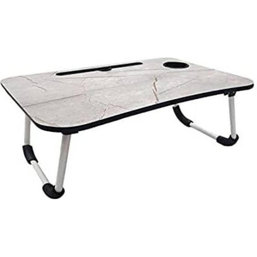 Yajnas Wooden Multipurpose Foldable Laptop Table With Cup & Tab Holder| Table Holder Study Table, Breakfast Table, Foldable And Portable Table| Color - Marble Light