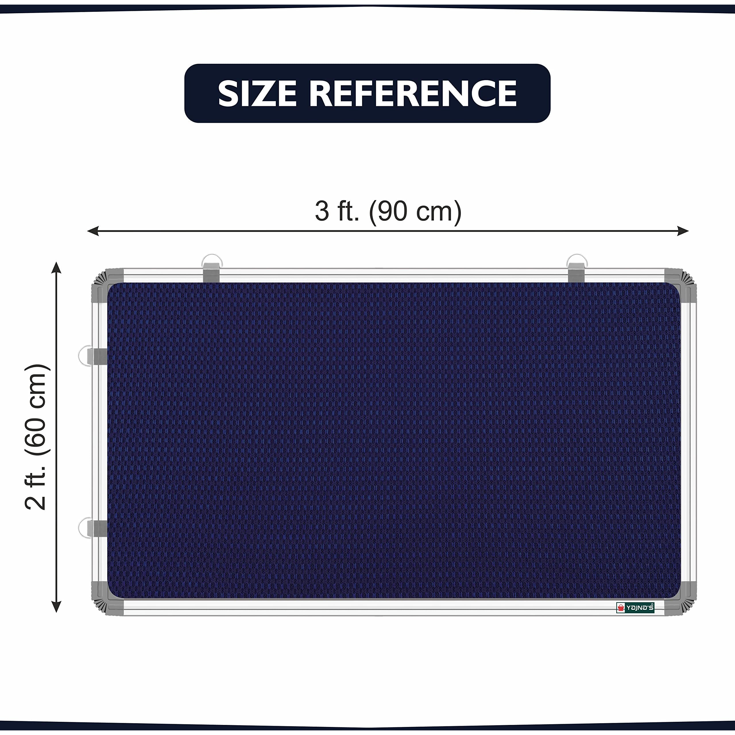 Yajnas 3 X 2 Feet Premium Material Notice Pin-Up Board/Pin-Up Board/Soft Board/Bulletin Board/Pin-Up Display Board For Office, Home & School Uses, (Blue, Pack Of 1)