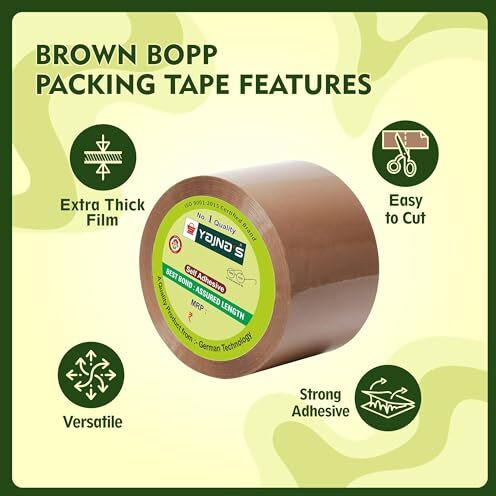 Yajnas 48Mm X 35 Meters, Pack Of 1, Brown Bopp Tape Self Adhesive High-Strength Packing Tape Rolls, Packaging Tape | Cello Tape | E Commerce Packaging Tape For Home, Office Use & Box Packaging