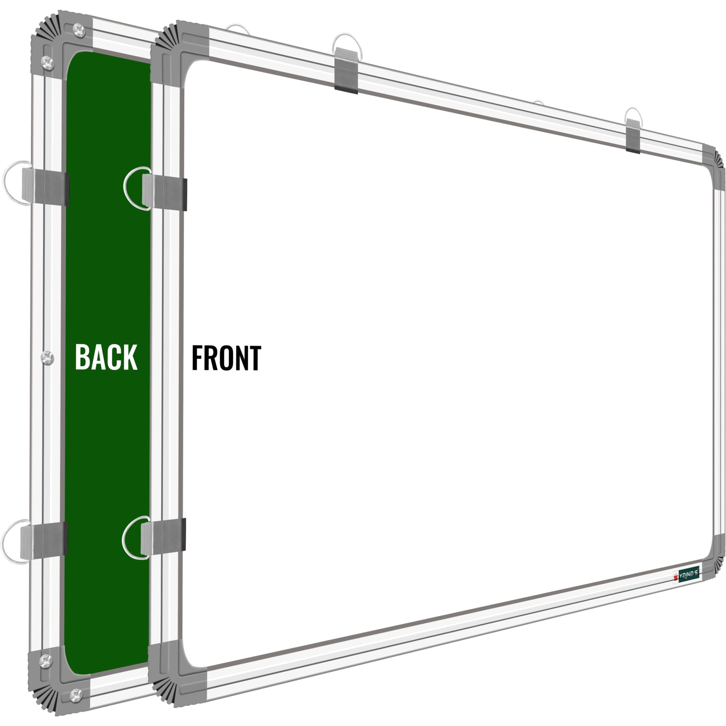 Yajnas Non Magnetic 2X1.5 Feet Double Sided White&Chalk Board, Both Side Writing Boards - One Side White Marker And Reverse Chalk Board Surface (2X1.5 Feet Pack Of 01)