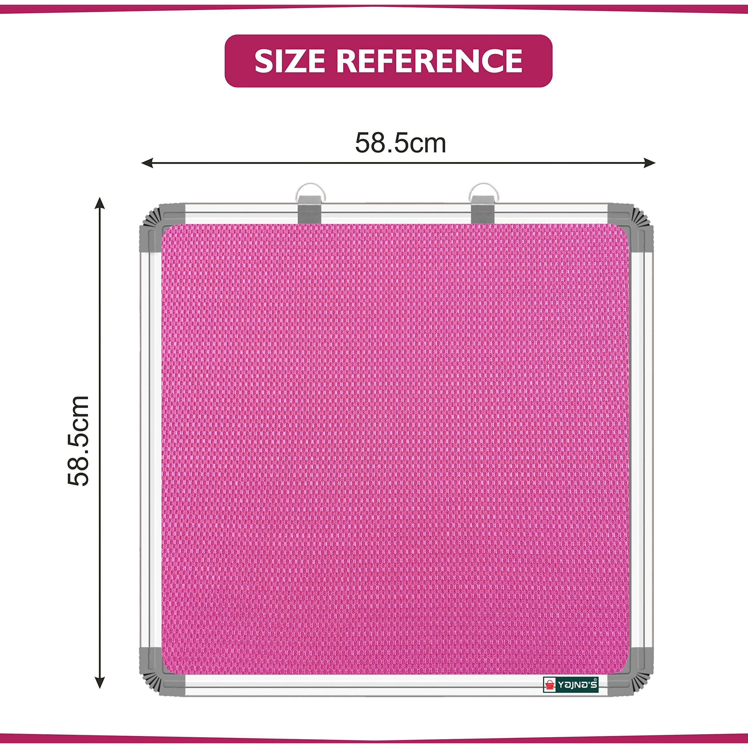 Yajnas Premium Material 58.5X58.5 Cm Pink Color Notice Board/Pin-Up Board/Soft Board/Bulletin Board/Pin-Up Display Board For Home, Office & School (Pink, 58.5X58.5 Centimeter)