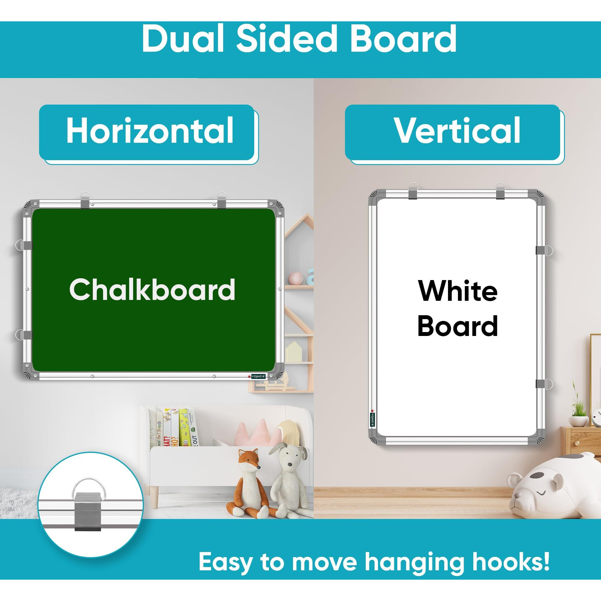 Yajnas 2X3 Feet Non Magnetic Double Sided Whiteboard & Chalkboard Both Side Writing Board With 1 Marker + 1 Duster + 30 Cm's Ruler (Ypwg609003) (2 X 3, Pack Of 4 Items)