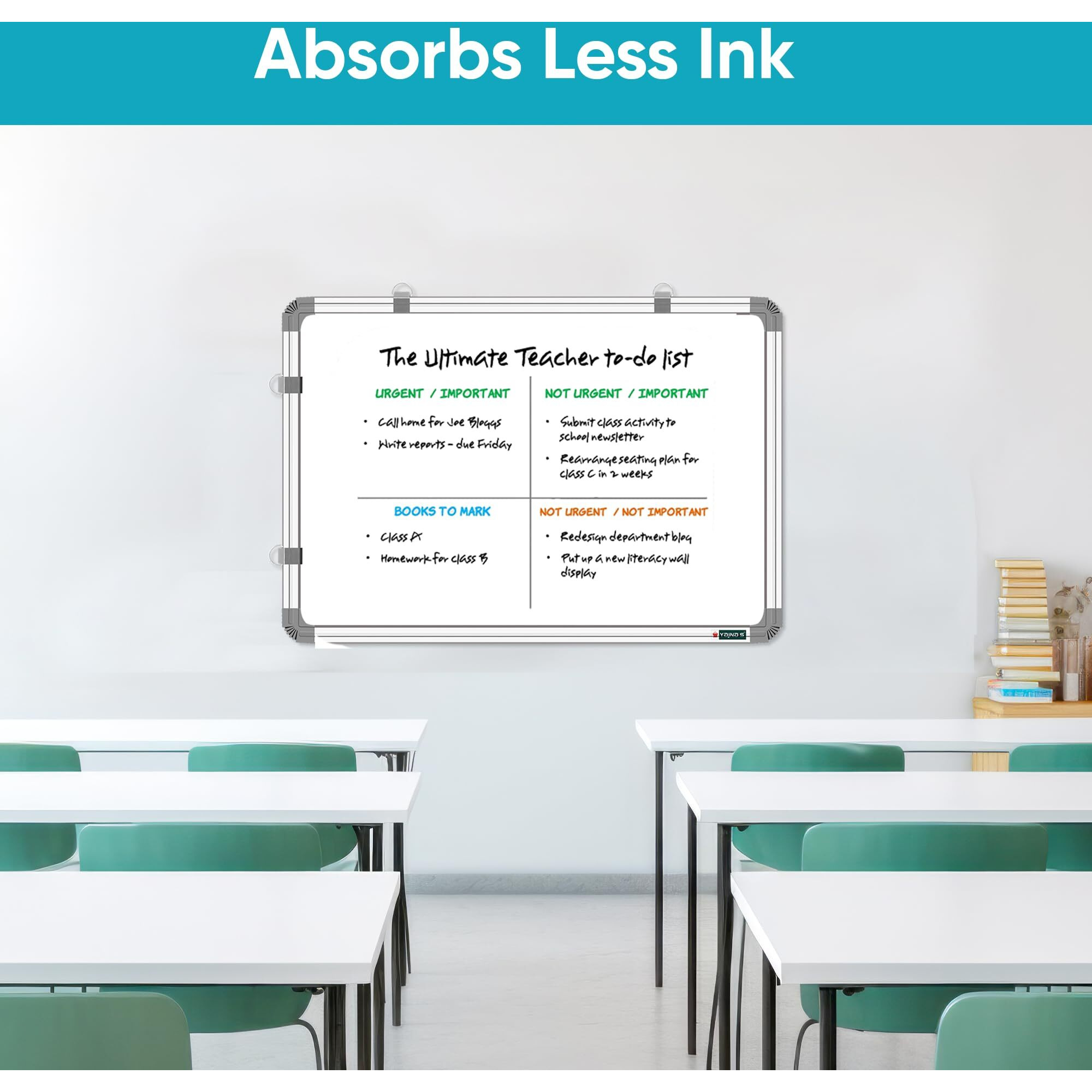 Yajnas 2X3 Feet Non Magnetic Double Sided Whiteboard & Chalkboard Both Side Writing Board With 1 Marker + 1 Duster + 30 Cm's Ruler (Ypwg609003) (2 X 3, Pack Of 4 Items)